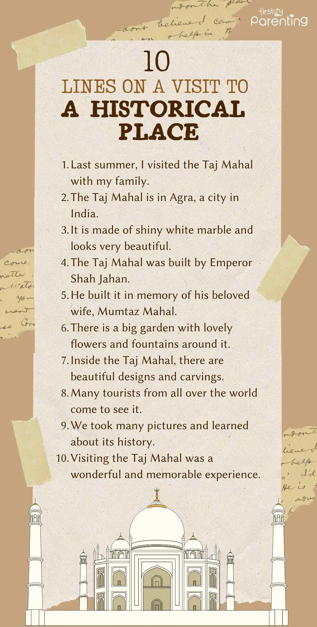 visit to a historical place essay for class 10