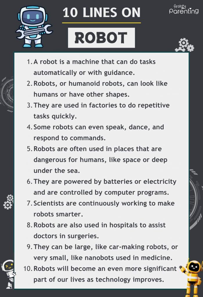 10 Lines On Robot - Infographics