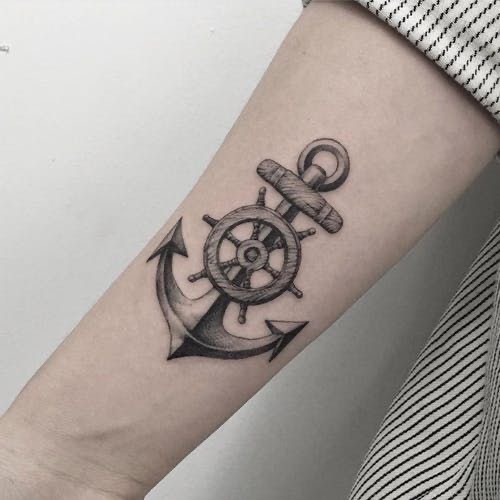 Anchor & Wheel Tattoo