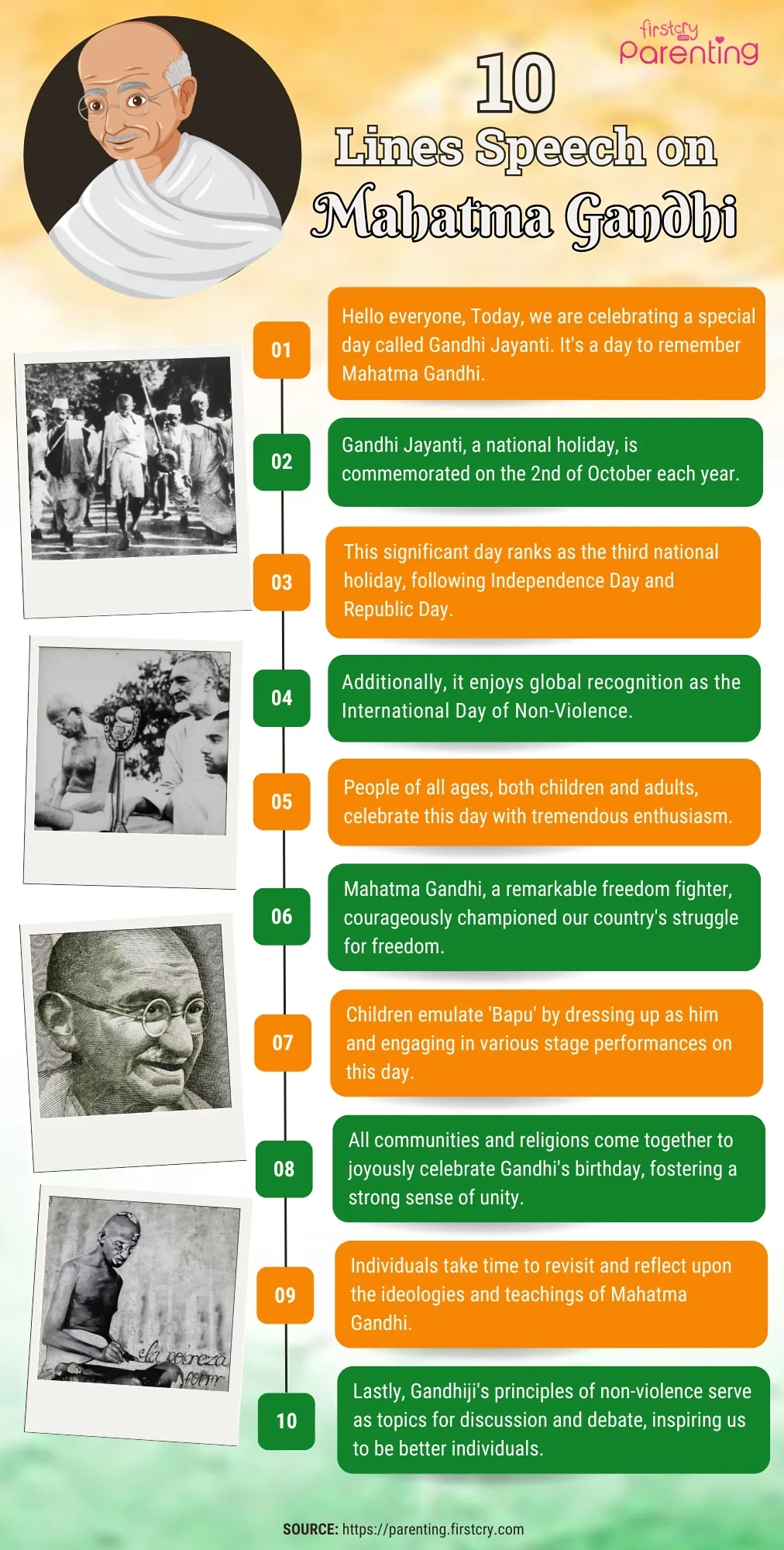 10 Lines Speech on Gandhi Jayanti in English