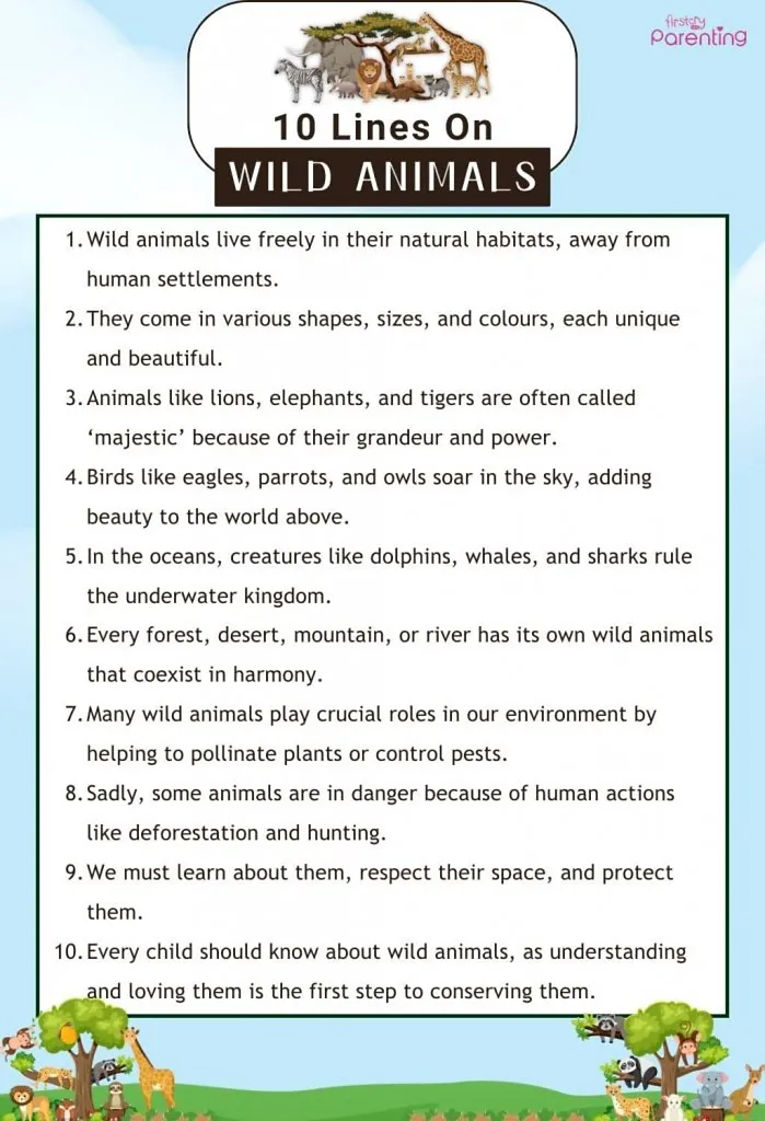 10 Lines on Wild Animals - Infographics