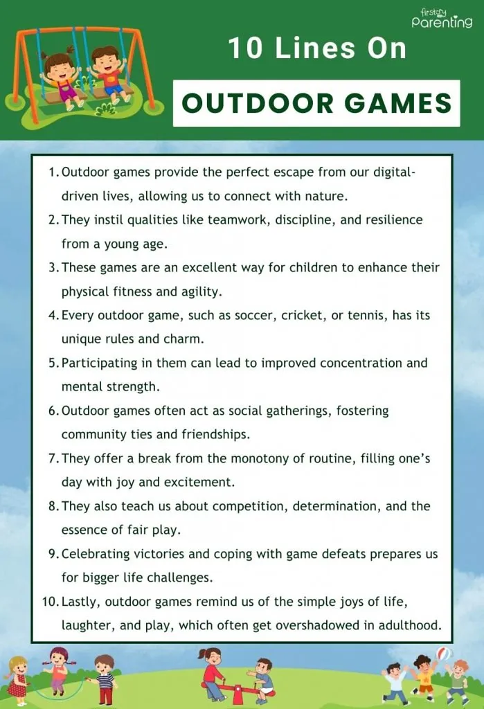 10 Lines on Outdoor Games - Infographics