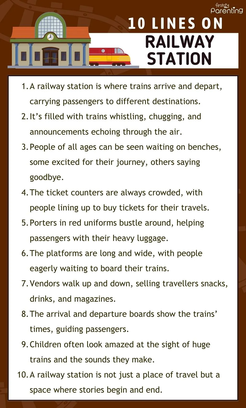10 Lines on Railway Station - Infographic
