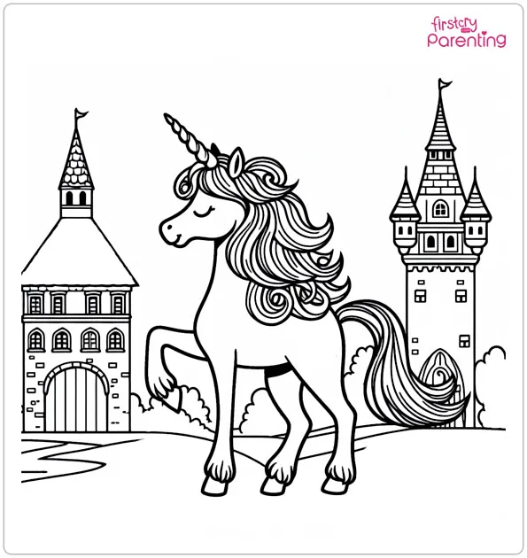 European Coloring Page Of Unicorn