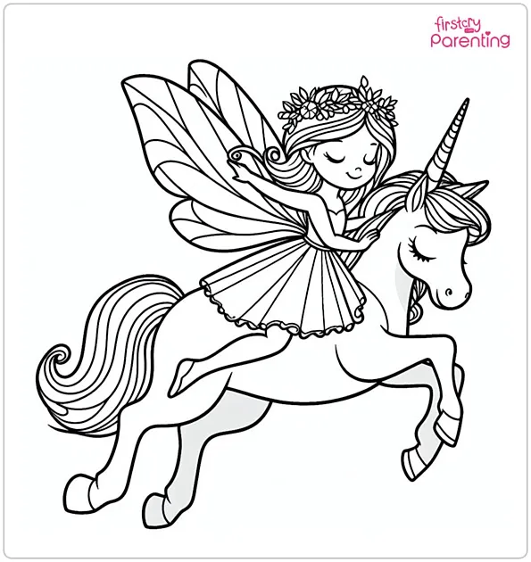 Fairy Unicorn Colouring Page