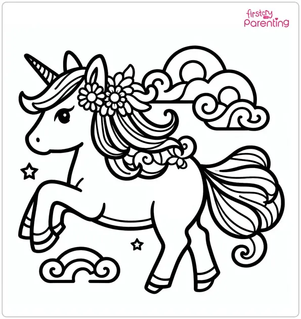 Japanese Coloring Page Of Unicorn
