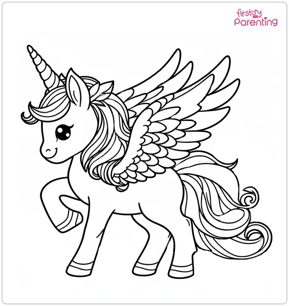 Unicorn With Wings Coloring Page