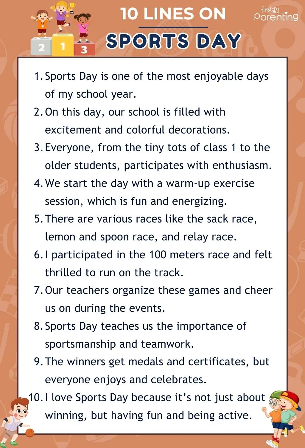 10 Lines on Sports Day - Infographic