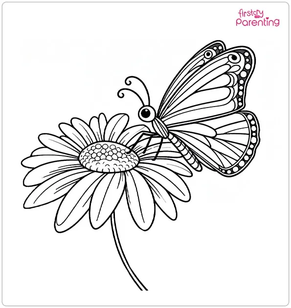 Floral Butterfly Coloring Sheet