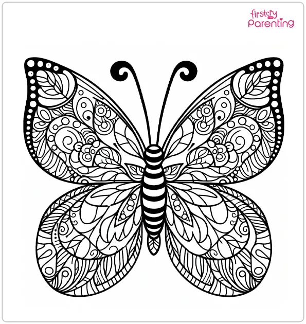 Zentangle Butterfly Coloring Page