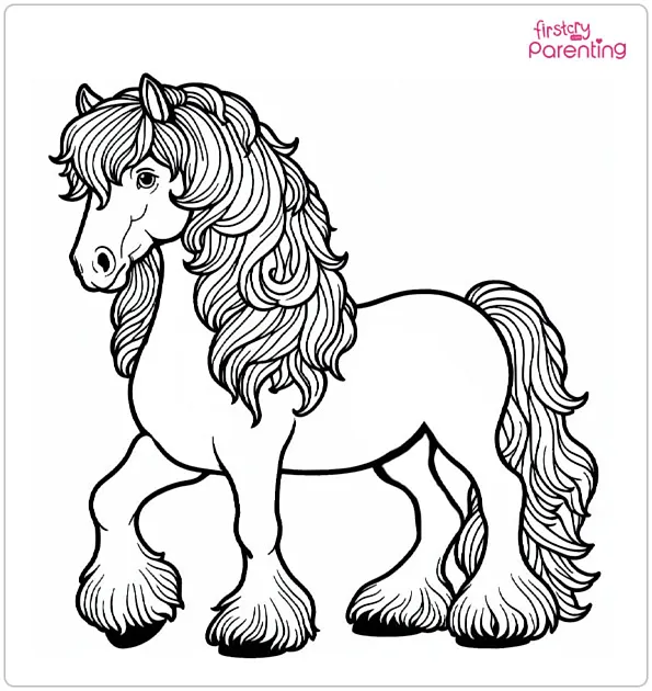 Friesian Horse Coloring Page