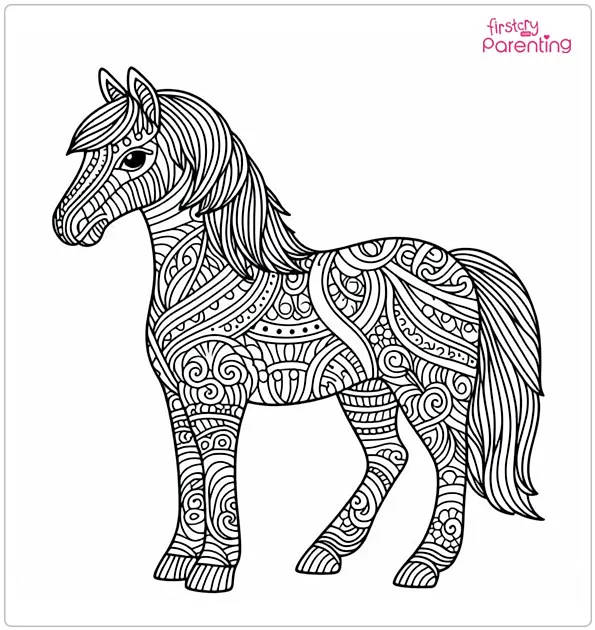 Zentangle Horse Coloring Page