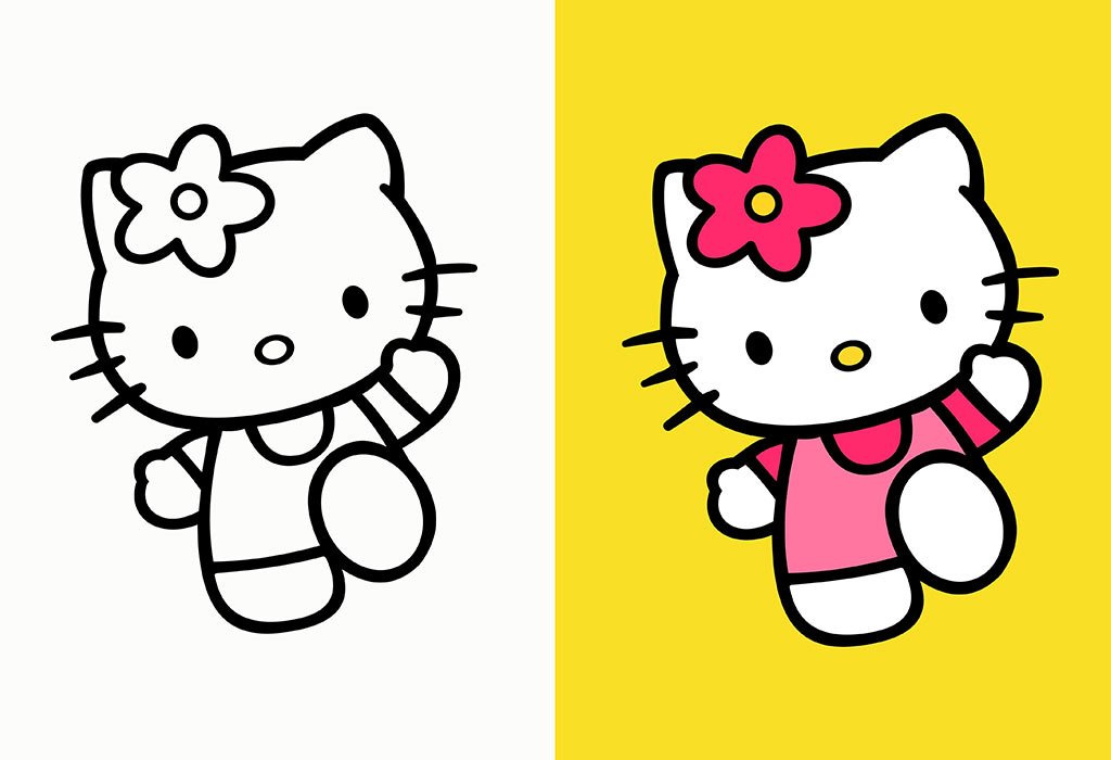 hello kitty bow coloring page