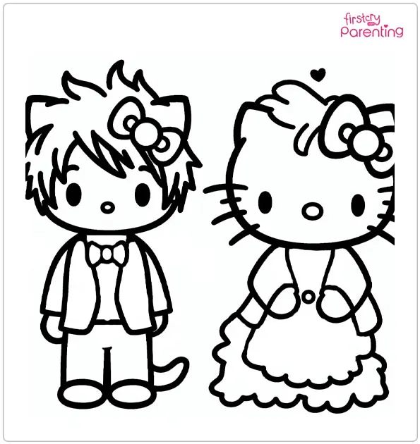 Hello Kitty and Dear Daniel Coloring Page