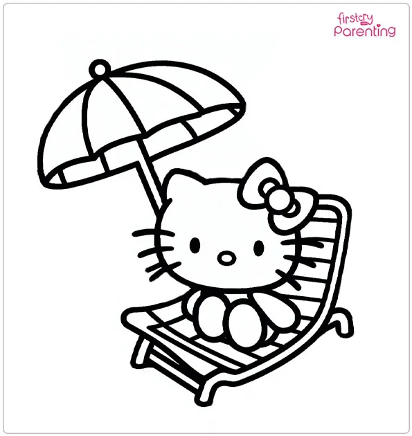 Hello Kitty Beach Coloring Page