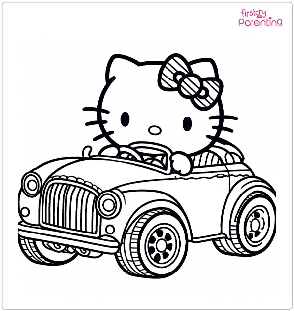 Hello Kitty Car Coloring Page