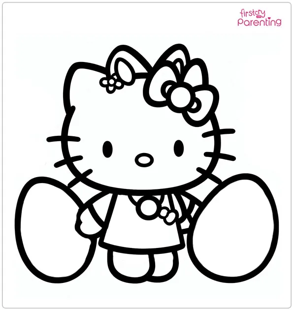 Hello Kitty Easter Coloring Page
