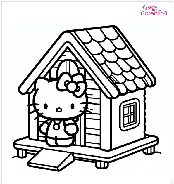 Hello Kitty House Coloring Page