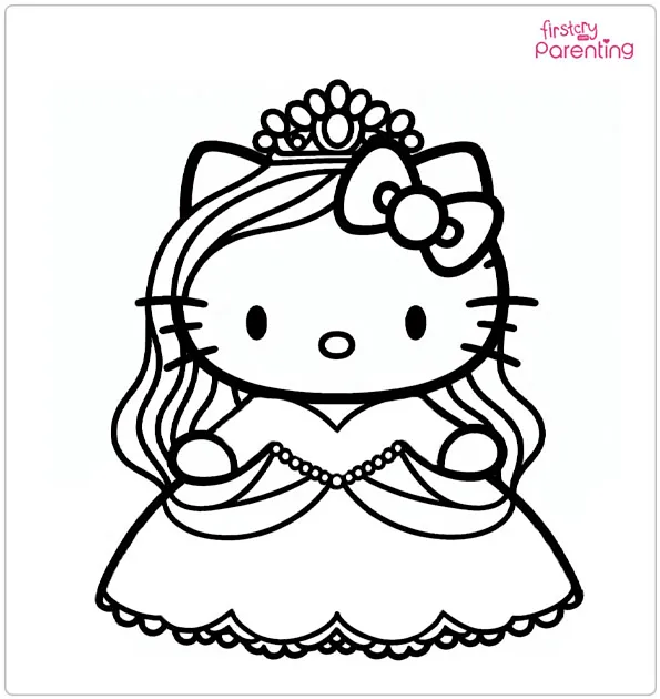 Hello Kitty Princess Coloring Page