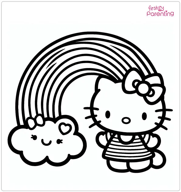 Hello Kitty Rainbow Coloring Pages