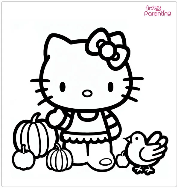 Hello Kitty Thanksgiving Coloring Page