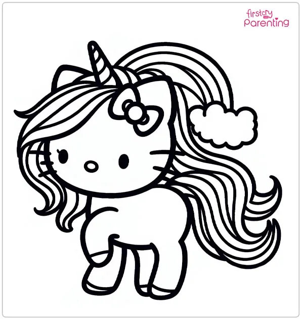 Hello Kitty Unicorn Coloring Page