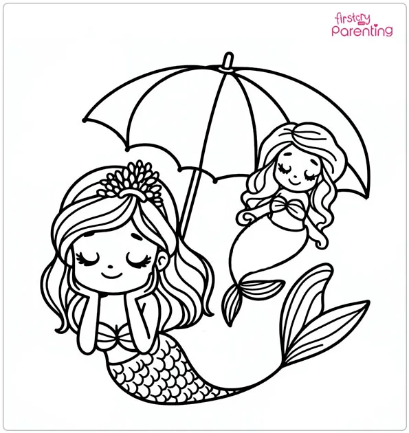 Little Mermaid Daydream Coloring Page