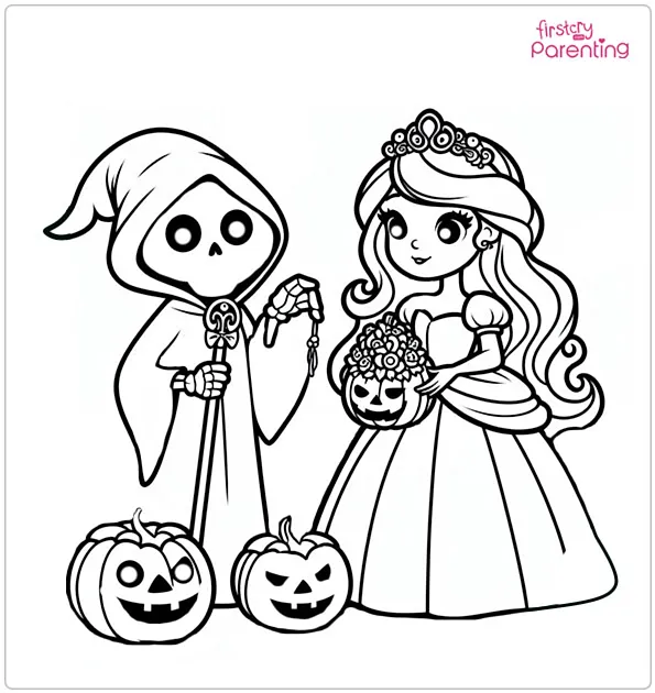 Halloween Princess Coloring Page
