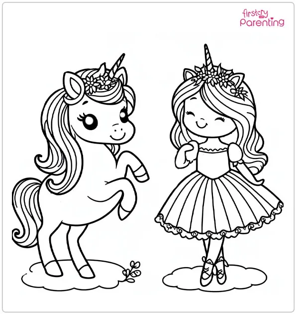 Unicorn Princess Coloring Page
