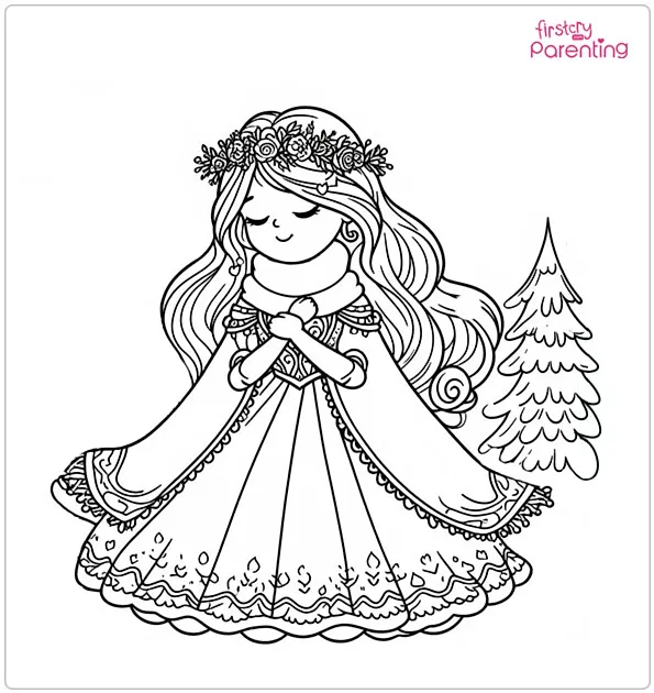 Winter Princess Coloring Page