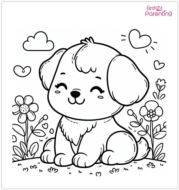 25 Puppy Coloring Pages - Free Printable, Sheets and Images for Kids