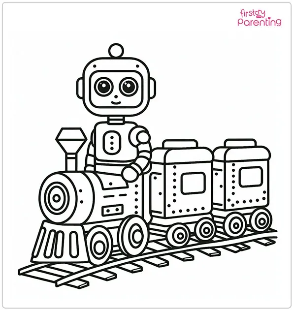 Robot Train Coloring Page