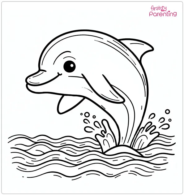 Dolphins in Ocean Coloring Page