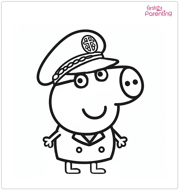 Captain Daddy Dog Peppa Pig Coloring Page