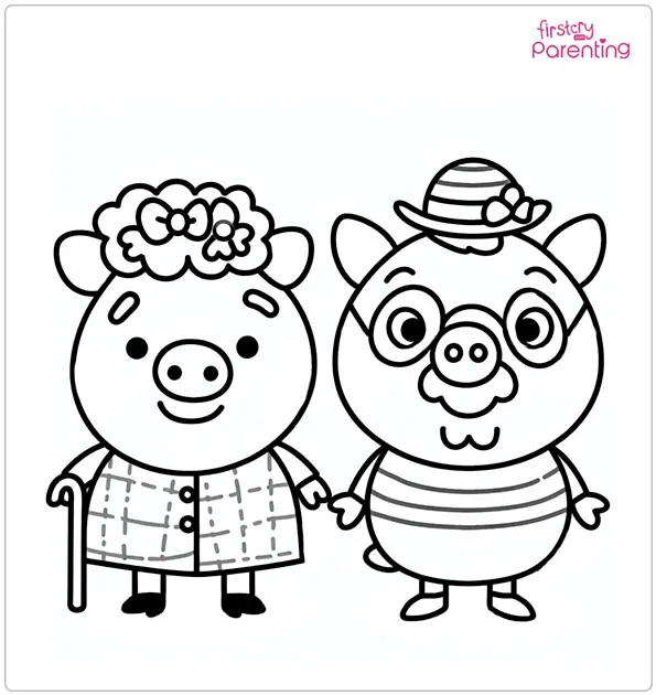 Granny and Grandpa Peppa Pig Coloring Page