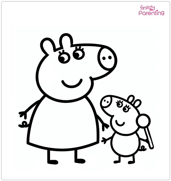 Peppa with Mommy Coloring Page