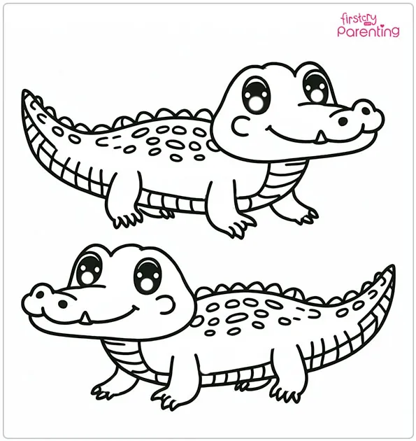 Two American Alligators Coloring Page