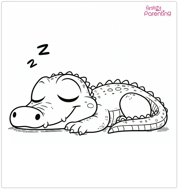 Sleeping Alligator Coloring Page