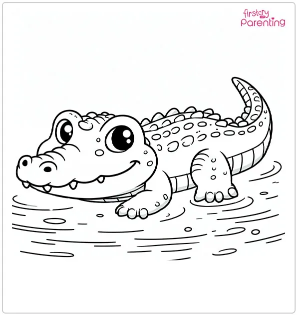 Alligator In A Water Coloring Page