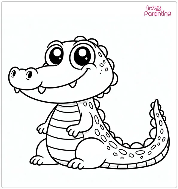 Cartoon Alligator Coloring Page