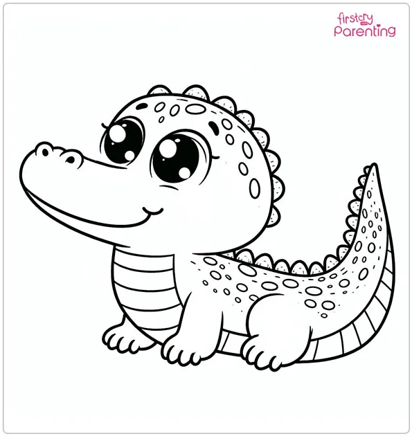 Cute Alligator Coloring Page