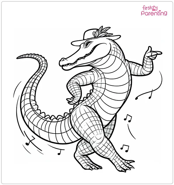 Dancing Alligator Coloring Page