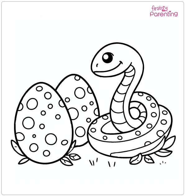 Eggs and a Snake Coloring Page
