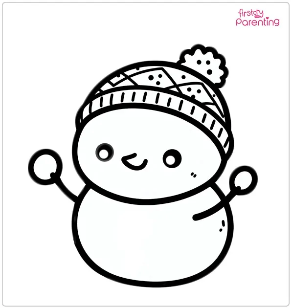 Kawaii Snowman Coloring Page