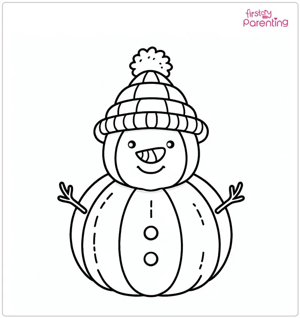 Pumpkin Snowman Coloring Page 