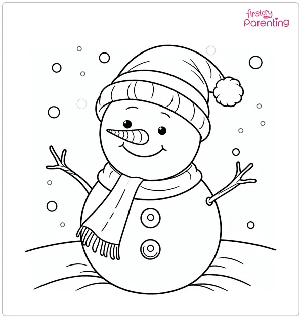 Smiling Snowman Coloring Page