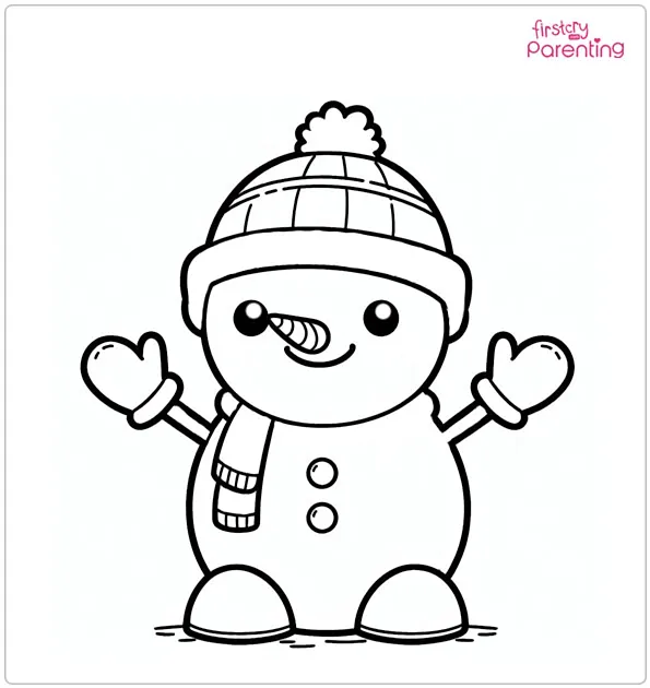 Snowman with Gloves Coloring Page
