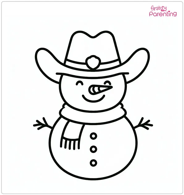 Snowman with a Hat Coloring Page