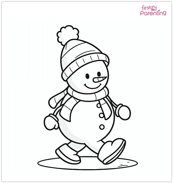 Walking Snowman Coloring Page