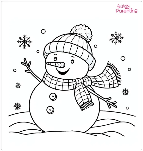Waving Snowman Coloring Page